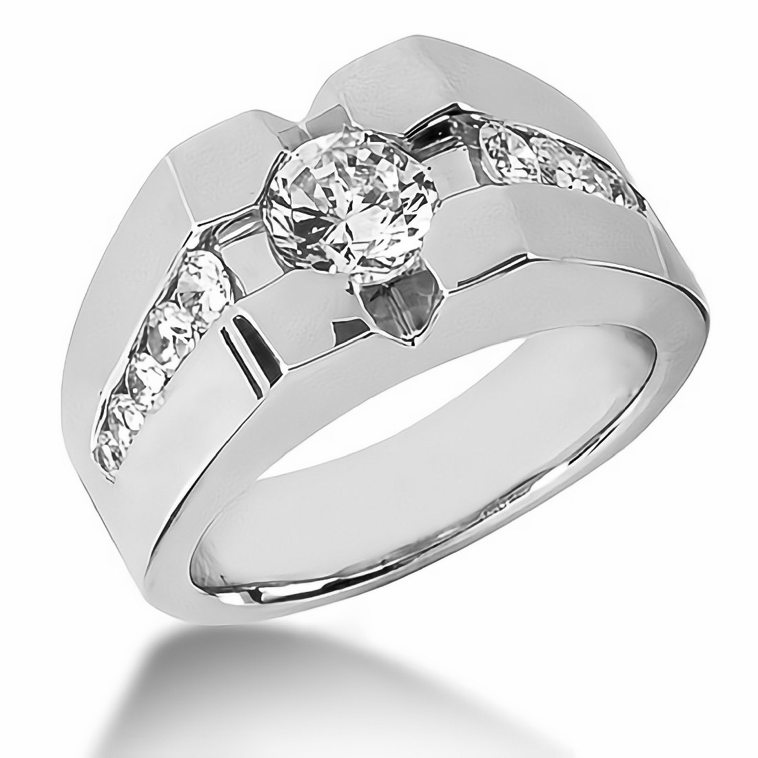 Men Solitaire Platinum Ring With Rose Gold Borders | Raj Jewels